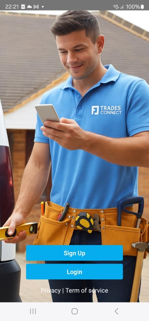 Tradesconnect app — tradesperson using the app on site